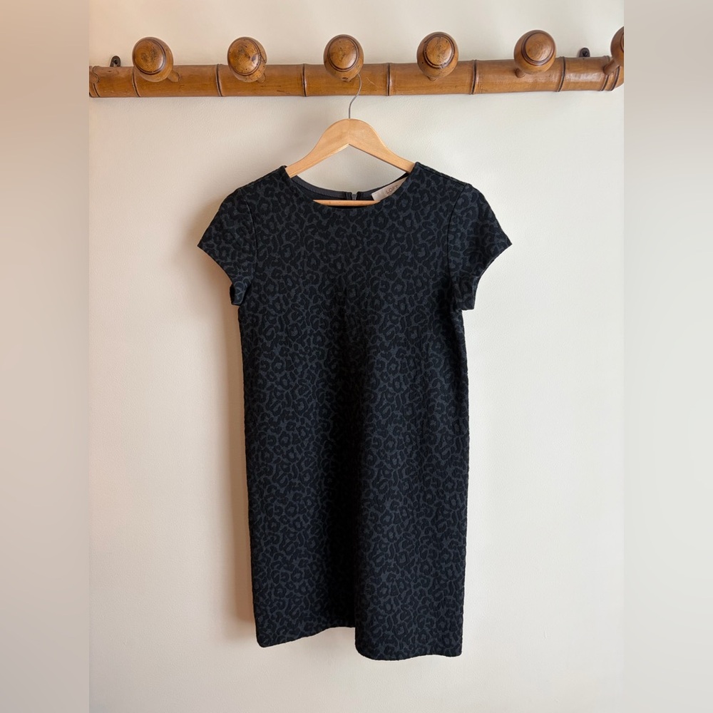 XS Black and Grey Leopard Print Shift Dress Animal Print